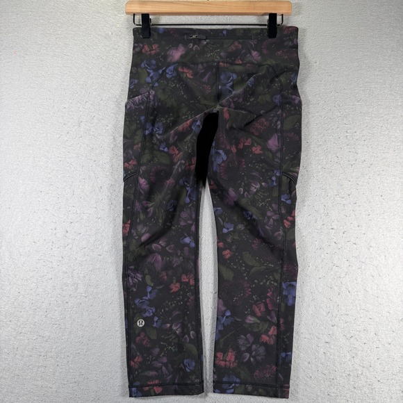 Lululemon Align High Rise Floral Print Leggings Pocket Crop Size 6 Activewear - Picture 2 of 14